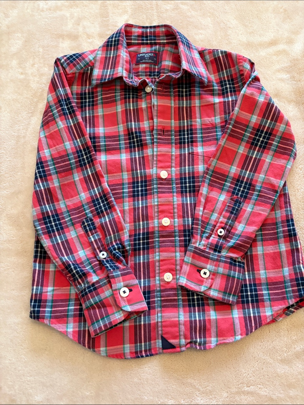 UNTUCKit Kids Red Navy Plaid Button-Down Shirt